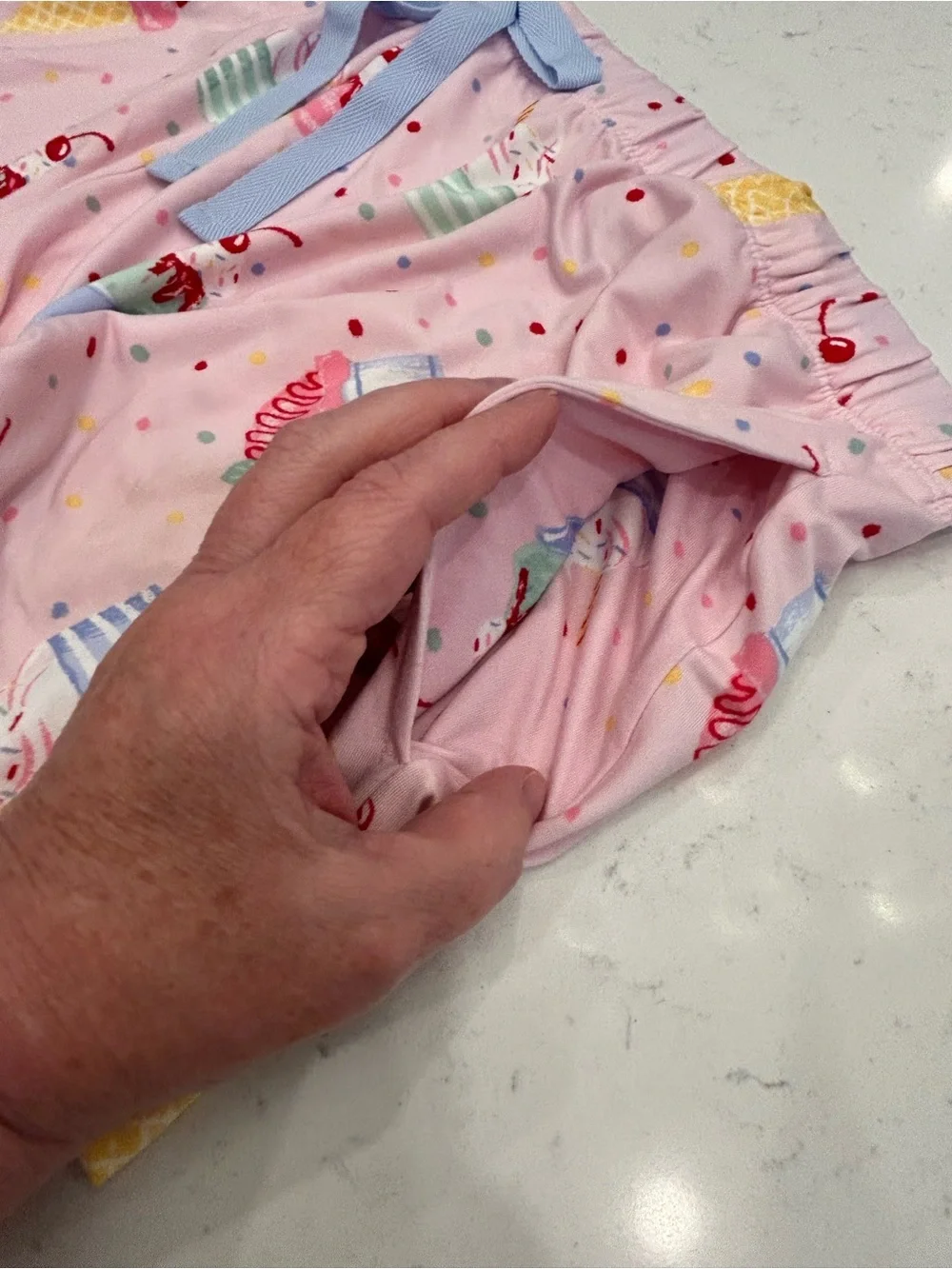 Pink Ice Cream Print Short Pajama Set - Soft Sleep Top & Shorts